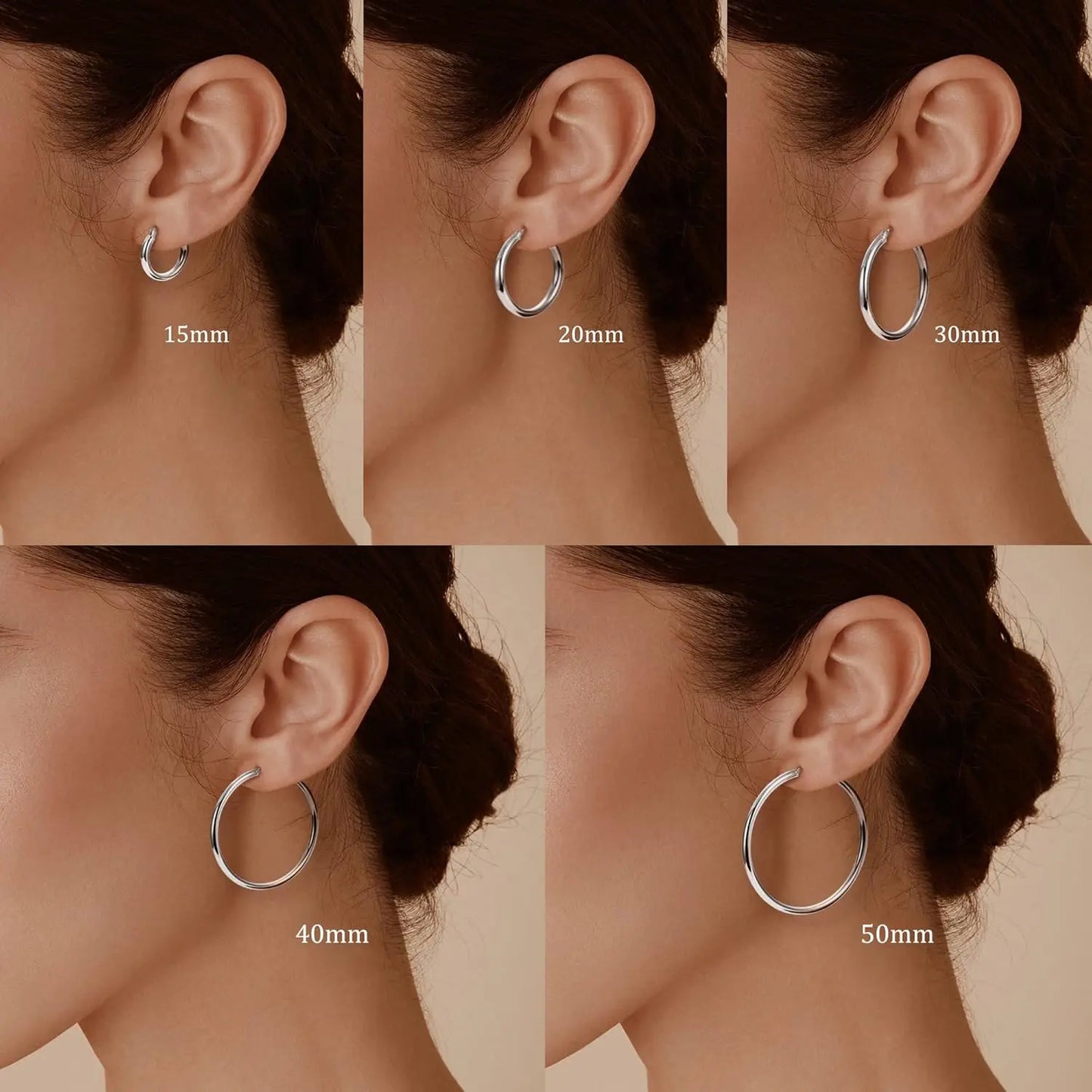 LOLIAS 14K Gold Chunky Hoop Earrings for Women, 925 Sterling Silver Post, Hypoallergenic Lightweight Design, Available in Various Sizes (25/30/40/50/60/70MM)