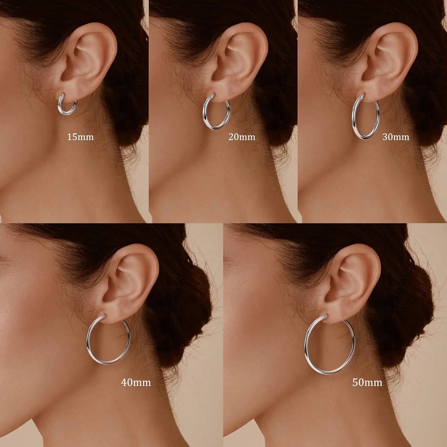 LOLIAS 14K Gold Chunky Hoop Earrings for Women, 925 Sterling Silver Post, Hypoallergenic Lightweight Design, Available in Various Sizes (25/30/40/50/60/70MM)