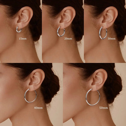LOLIAS 14K Gold Chunky Hoop Earrings for Women, 925 Sterling Silver Post, Hypoallergenic Lightweight Design, Available in Various Sizes (25/30/40/50/60/70MM)