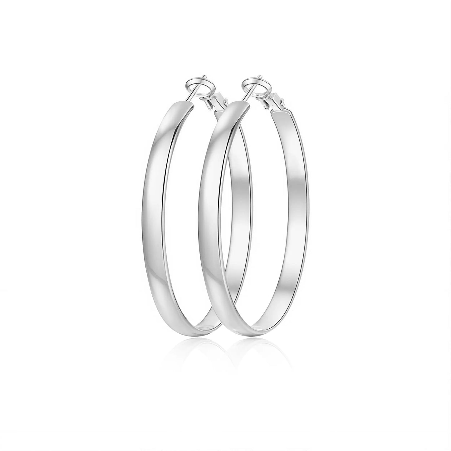 GANIA Women's 18K Gold/Silver Pendant Earrings - Large Low-Allergy Round Design, Lightweight, Available in Multiple Sizes (30/40/50/60)