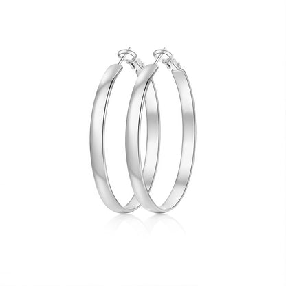 GANIA Women's 18K Gold/Silver Pendant Earrings - Large Low-Allergy Round Design, Lightweight, Available in Multiple Sizes (30/40/50/60)