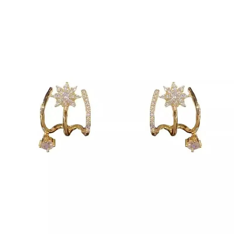 Lisizen Sparkling Micro-Pave Star Row Earrings for Women, Trendy Chic Style, Elegant Unique Statement Jewelry DZEH4677