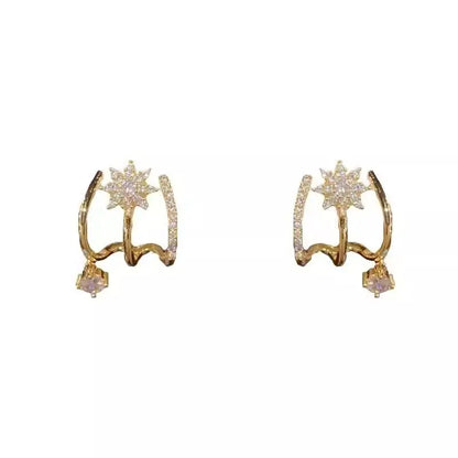 Lisizen Sparkling Micro-Pave Star Row Earrings for Women, Trendy Chic Style, Elegant Unique Statement Jewelry DZEH4677