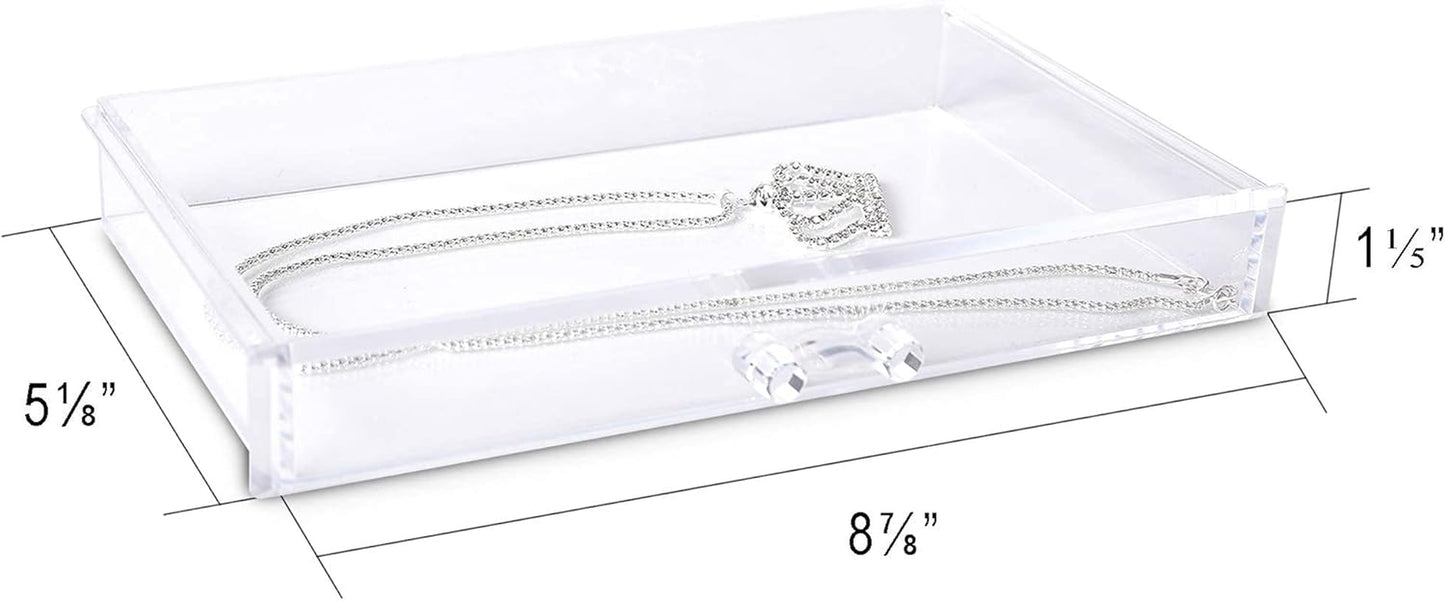 Extra Large Clear Acrylic Jewelry Box with Velvet Lining - 5-Layer Organizer for Earrings, Rings, and Necklaces with 5 Drawers (Beige)