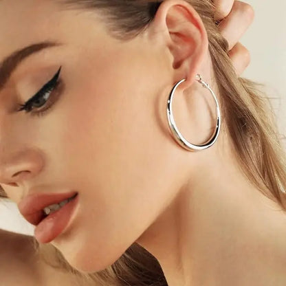 18K Gold Plated Chunky Hoop Earrings for Women - Hypoallergenic Thick Round Statement Jewelry Gift