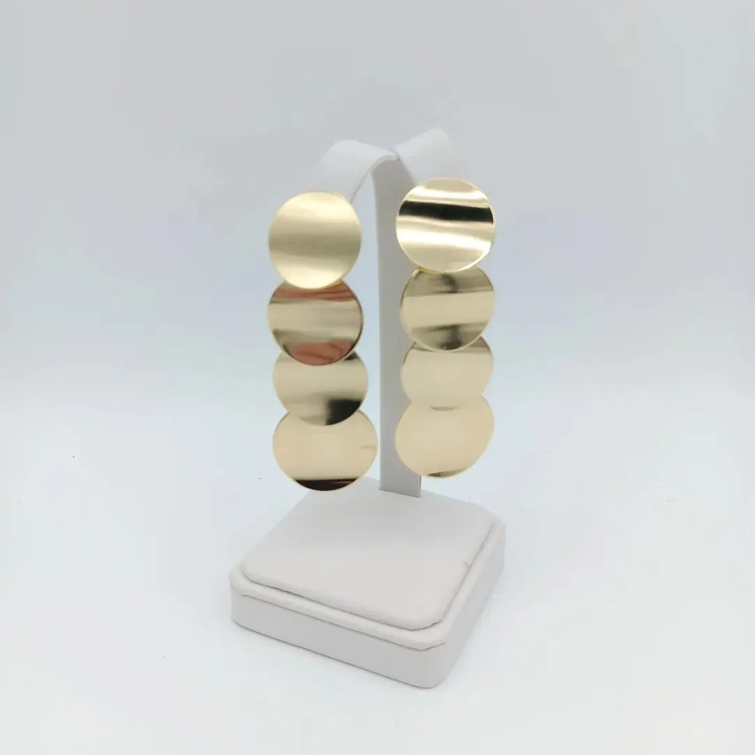 Customizable Dangle Earrings with Sleek Circular Design, Premium Stackable 14K Gold Plated Jewelry