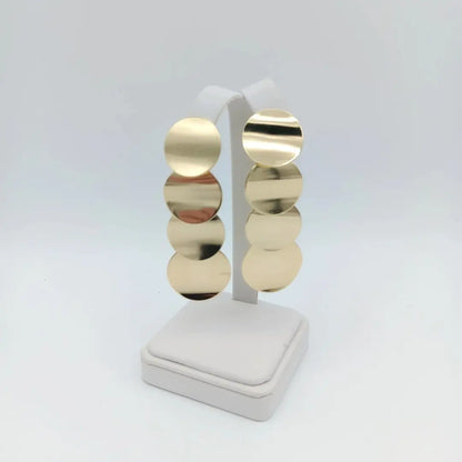 Customizable Dangle Earrings with Sleek Circular Design, Premium Stackable 14K Gold Plated Jewelry