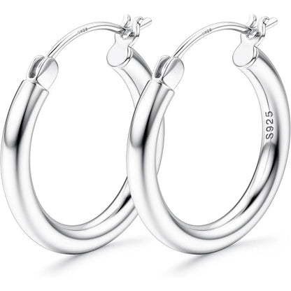 LOLIAS 14K Gold Chunky Hoop Earrings for Women, 925 Sterling Silver Post, Hypoallergenic Lightweight Design, Available in Various Sizes (25/30/40/50/60/70MM)