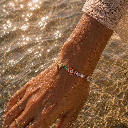 Zengliu 14K Gold-Plated Stackable Zirconia Bracelet for Women - Featuring Evil Eye, Lucky Elephant, Moon & Stars, and Rainbow Designs - Ideal Gifts for Valentine's Day, Birthdays, and Mother's Day