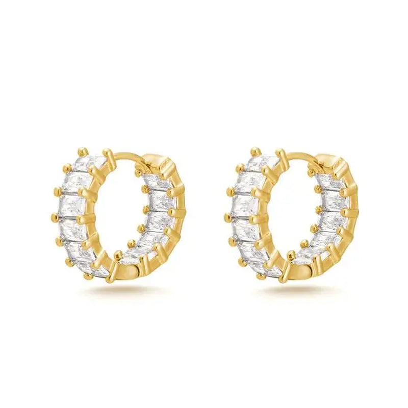 Milan Chiva 14K Gold-Plated Acrylic Clear Rectangle Huggie Hoop Earrings for Women - Geometric Minimalist Design, Lightweight and Hypoallergenic Jewelry for Daily Wear