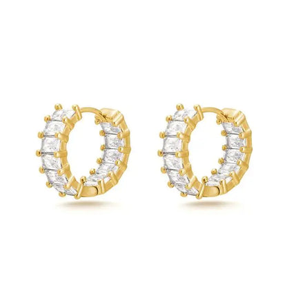 Milan Chiva 14K Gold-Plated Acrylic Clear Rectangle Huggie Hoop Earrings for Women - Geometric Minimalist Design, Lightweight and Hypoallergenic Jewelry for Daily Wear