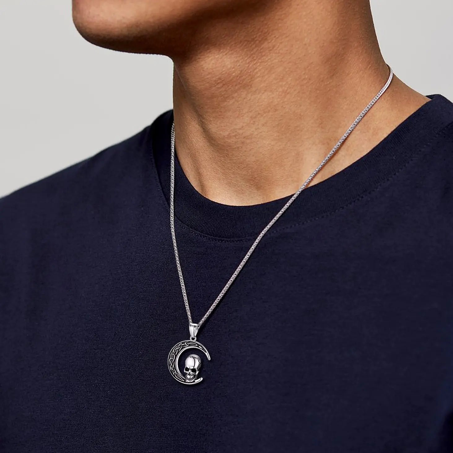 Faithheart Celtic Moon Necklace Irish Jewellery Vintage Pendant Stainless Steel